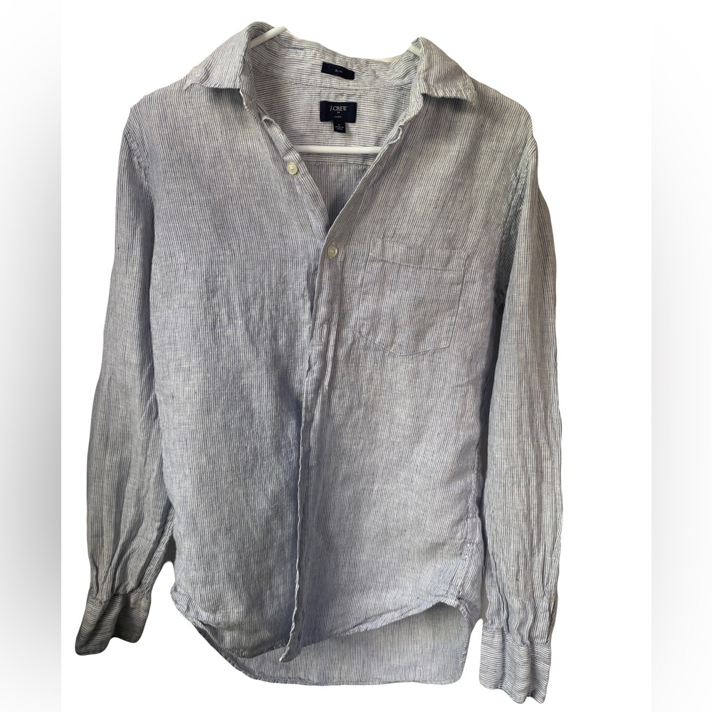 Men’s J. Crew button down linen long sleeve shirt - small slim